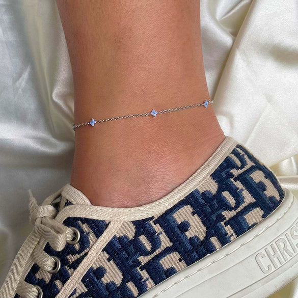 Women's Copper Jewelry Set With Plant Flowers Pattern And Electroplating Treatment Including Anklet Necklace And Clavicle Chain