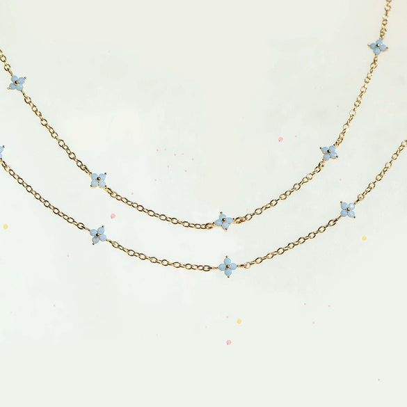 Women's Copper Jewelry Set With Plant Flowers Pattern And Electroplating Treatment Including Anklet Necklace And Clavicle Chain