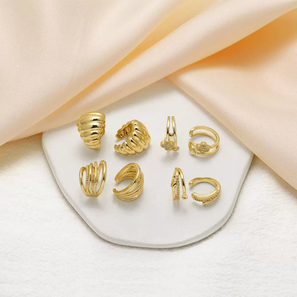 Women's Copper 18K Gold Plated Cshaped Earrings With Letters Numbers Text Pattern And Electroplating Process