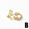 Women's Copper 18K Gold Plated Cshaped Earrings With Letters Numbers Text Pattern And Electroplating Process