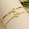 Women's Copper 18K Gold Plated Geometric Heart Micropaved Zircon Bracelet