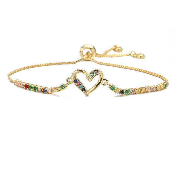 Women's Copper 18K Gold Plated Geometric Heart Micropaved Zircon Bracelet