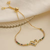 Women's Copper 18K Gold Plated Geometric Heart Micropaved Zircon Bracelet
