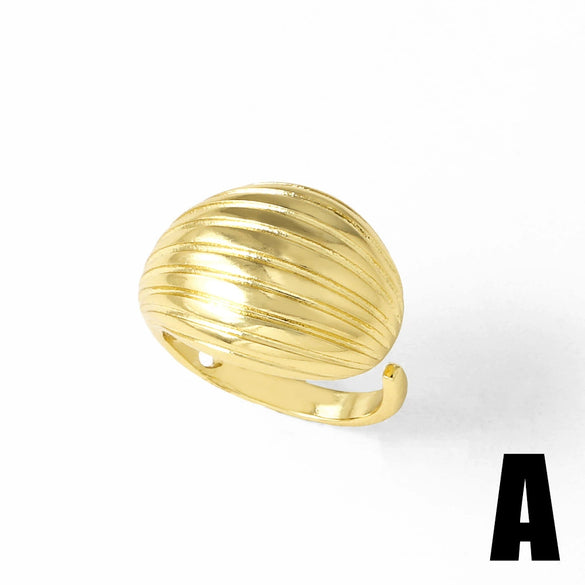 Women's Copper 18K Gold Plated Geometric Love Flower Ring