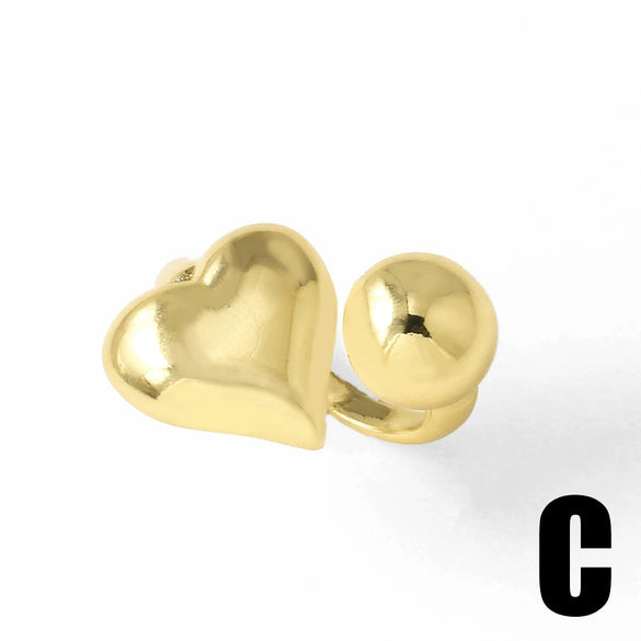 Women's Copper 18K Gold Plated Geometric Love Flower Ring