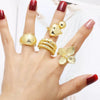 Women's Copper 18K Gold Plated Geometric Love Flower Ring