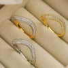 Women's Copper 18K Gold Plated Geometric Micropaved Zircon Ring