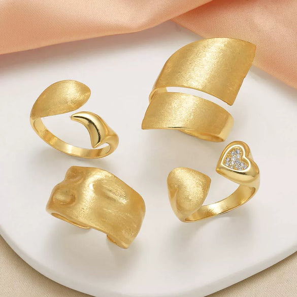 Women's Copper 18K Gold Plated Geometric Minimalist Irregular Opening Ring