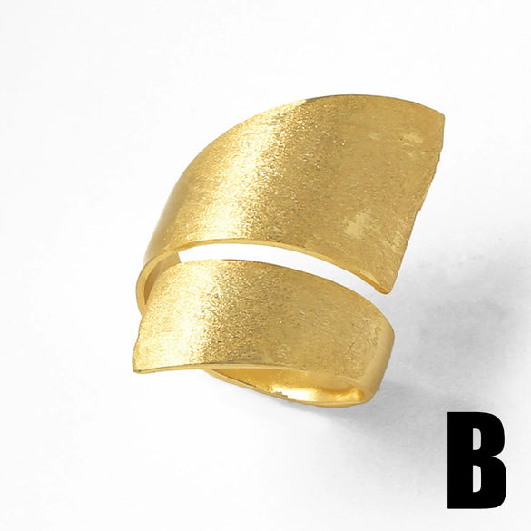 Women's Copper 18K Gold Plated Geometric Minimalist Irregular Opening Ring