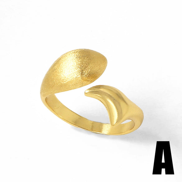 Women's Copper 18K Gold Plated Geometric Minimalist Irregular Opening Ring
