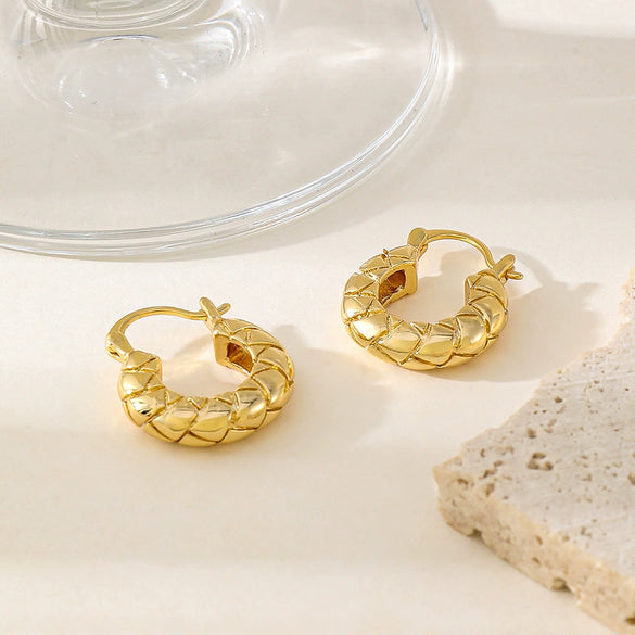 Women's Copper 18K Gold Plated Geometric Pattern Elegant Earrings