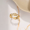 Women's Copper 18K Gold Plated Heart Shaped Diamond Opening Adjustable Light Luxury Ring Jewelry