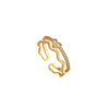 Women's Copper 18K Gold Plated Heart Shaped Diamond Opening Adjustable Light Luxury Ring Jewelry