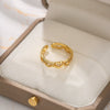 Women's Copper 18K Gold Plated Heart Shaped Diamond Opening Adjustable Light Luxury Ring Jewelry