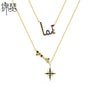 Women's Copper Layered Letter Pendant Necklace Elegant Fashion Collarbone Chain Jewelry