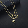 Women's Copper Layered Letter Pendant Necklace Elegant Fashion Collarbone Chain Jewelry