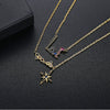 Women's Copper Layered Letter Pendant Necklace Elegant Fashion Collarbone Chain Jewelry