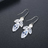 Women's Copper Leaf Fish Hook Earrings With Transparent Zircon And Pearl Accents Electroplated Fashion Jewelry