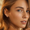 Women's Copper Leaf Hoop Earrings With Zircon Inlay Geometric Shape Electroplated Fashion Jewelry