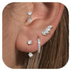 Women's Copper Leaf Hoop Earrings With Zircon Inlay Geometric Shape Electroplated Fashion Jewelry