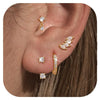 Women's Copper Leaf Hoop Earrings With Zircon Inlay Geometric Shape Electroplated Fashion Jewelry