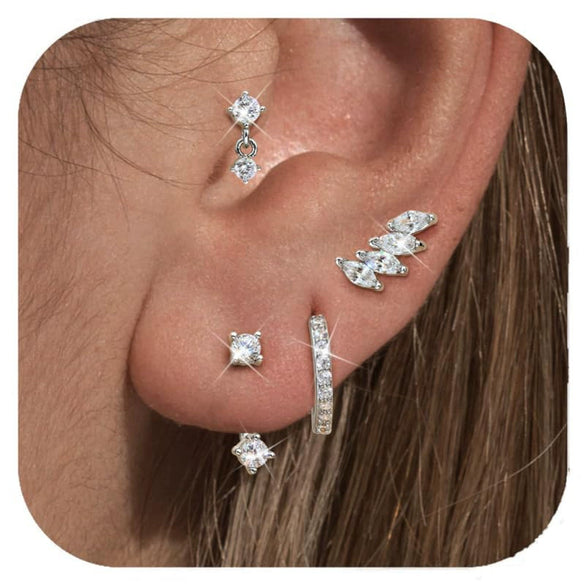 Women's Copper Leaf Hoop Earrings With Zircon Inlay Geometric Shape Electroplated Fashion Jewelry