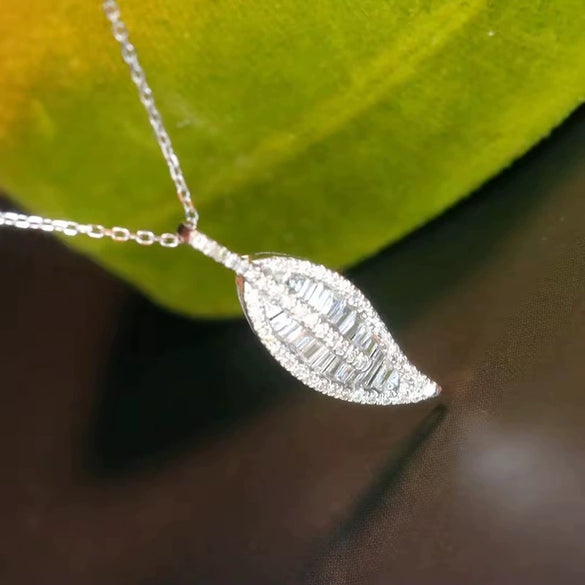 Women's Copper Leaf Necklace Set With Zirconia Mixed Gemstone Pendant O Word Chain