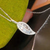 Women's Copper Leaf Necklace Set With Zirconia Mixed Gemstone Pendant O Word Chain