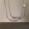 Women's Copper Leaf Necklace With Inlaid Zircon Pendant And Ochain Geometric Pattern Light Luxury Style
