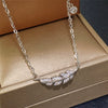 Women's Copper Leaf Necklace With Inlaid Zircon Pendant And Ochain Geometric Pattern Light Luxury Style