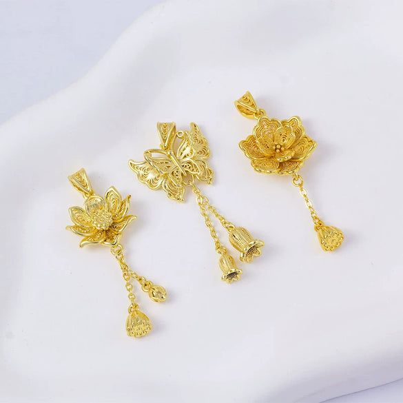 Women's Copper Leaf Pendant O Word Chain Necklace Electroplated Simple Style Jewelry