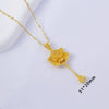 Women's Copper Leaf Pendant O Word Chain Necklace Electroplated Simple Style Jewelry