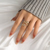 Women's Copper Leaf Ring With Adjustable Open Band Minimalist Geometric Design And Electroplated Finish