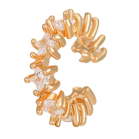 Women's Copper Leopard Head Zirconia Geometric Ear Clip
