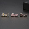 Women's Copper Letter Earrings With Electroplated Finish And Microset Detail Cute Fashion Jewelry For Wholesale