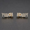 Women's Copper Letter Earrings With Electroplated Finish And Microset Detail Cute Fashion Jewelry For Wholesale