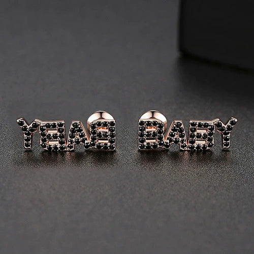 Women's Copper Letter Earrings With Electroplated Finish And Microset Detail Cute Fashion Jewelry For Wholesale