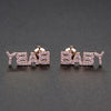 Women's Copper Letter Earrings With Electroplated Finish And Microset Detail Cute Fashion Jewelry For Wholesale