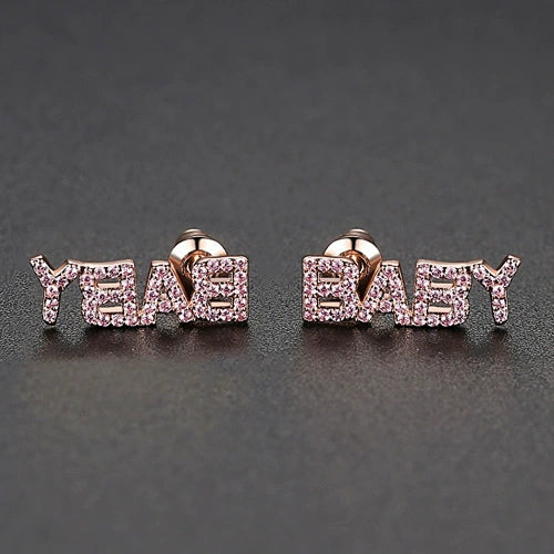 Women's Copper Letter Earrings With Electroplated Finish And Microset Detail Cute Fashion Jewelry For Wholesale