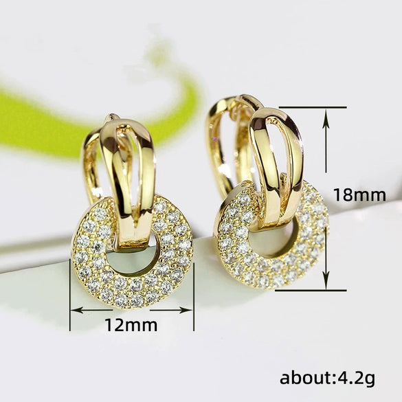 Women's Copper Light Luxury Geometric Microencrusted Zircon Earrings