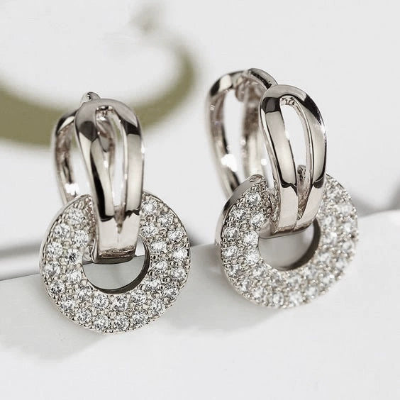 Women's Copper Light Luxury Geometric Microencrusted Zircon Earrings