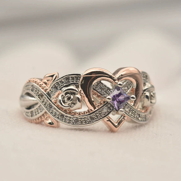 Women's Copper Loveshaped Zircon Ring