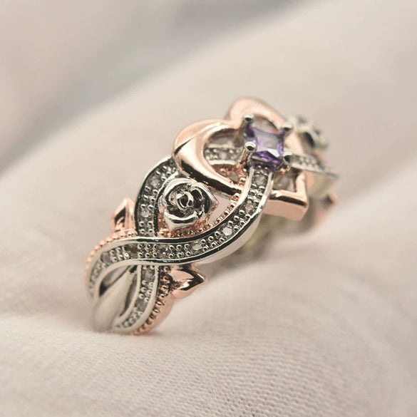 Women's Copper Loveshaped Zircon Ring