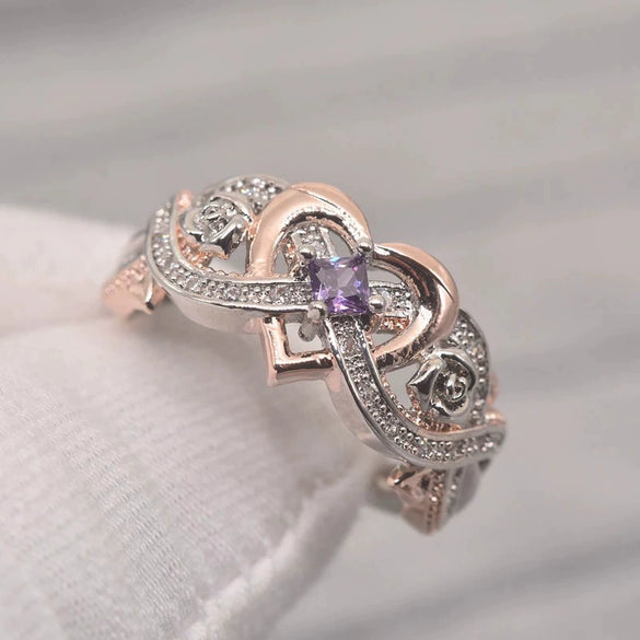 Women's Copper Loveshaped Zircon Ring