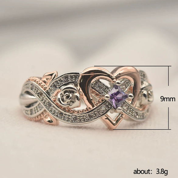 Women's Copper Loveshaped Zircon Ring