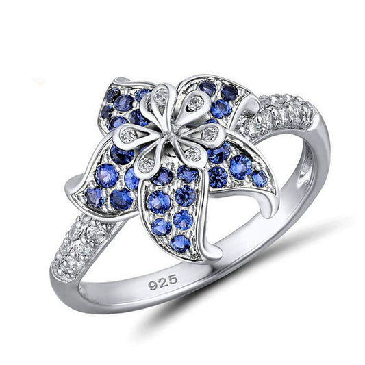 Women's Copper Mandala Flower Zircon Geometric Ring Jewelry