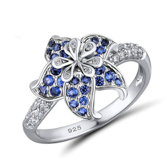 Women's Copper Mandala Flower Zircon Geometric Ring Jewelry