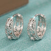 Women's Copper Metal Electroplated Geometric Heart Shape Leaves Zirconia Earrings