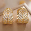 Women's Copper Metal Electroplated Geometric Heart Shape Leaves Zirconia Earrings