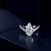Women's Copper Metal Shining Water Drop Pearshaped Zircon Ring With Geometric Design